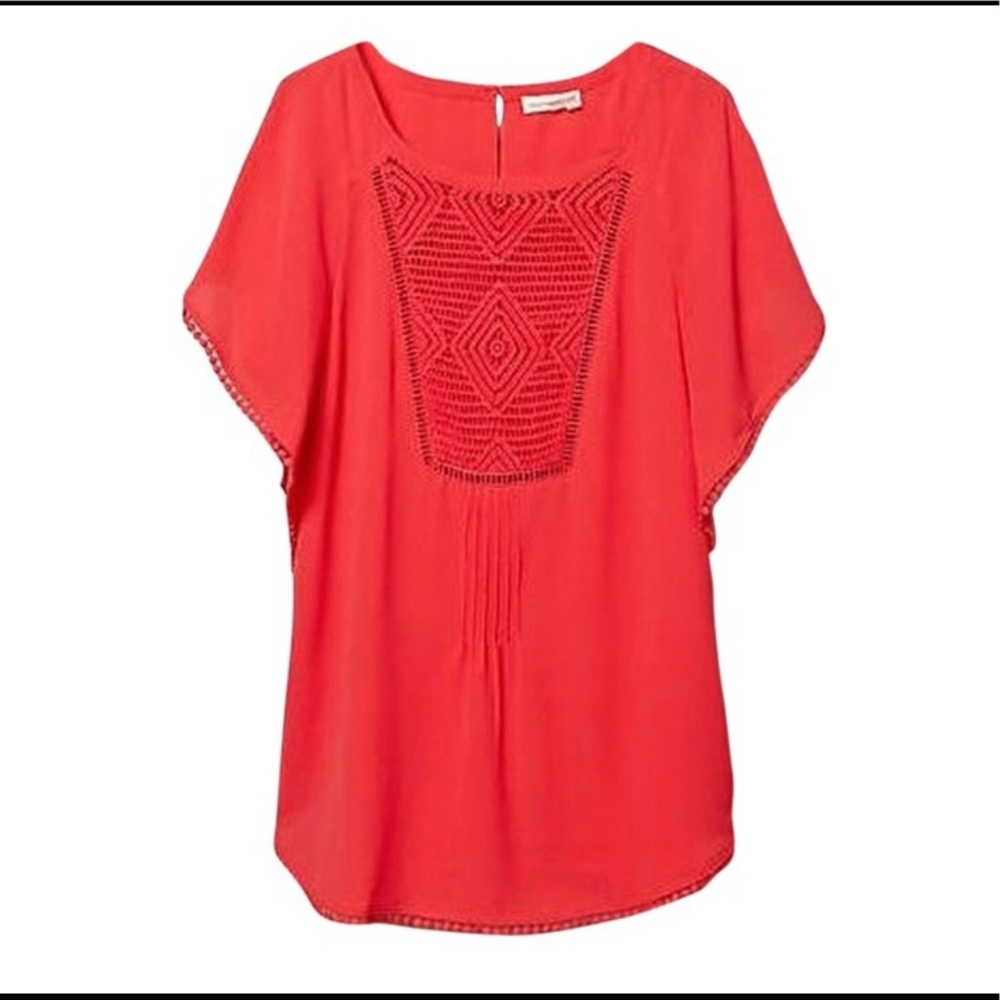 Anthropologie - Coral Meadow Rue top